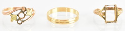 Lot 1184 - A 9ct yellow gold ring mount (lacking stone),...