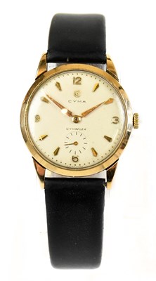 Lot 1675 - CYMA; a gentleman's 9ct gold Cymaflex 9ct gold...