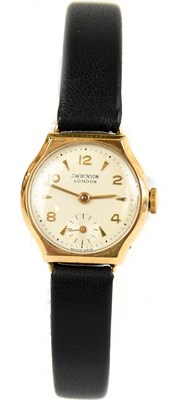 Lot 1701 - J. W BENSON; a lady's 9ct gold wristwatch with...