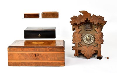 Lot 330 - A marquetry inlaid box, 10 x 26.7 x 16cm, an...