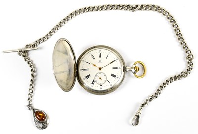 Lot 1765 - OMEGA; an 800 standard silver full Hunter...
