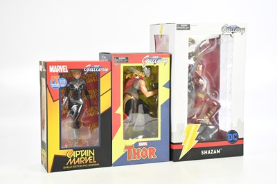 Lot 837 - Three boxed statues by Gallery, to include DC...