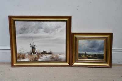 Lot 480 - GORDON DALE; watercolour, windmill in...