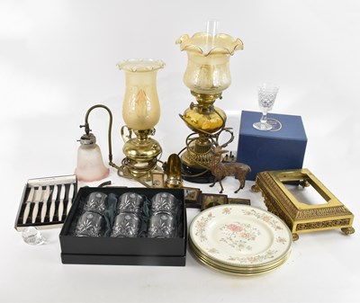 Lot 1570 - Two decorative Victorian style oil lamps with...