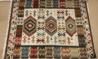 Lot 553 - A large Kilim lounge rug, 232 x 178 cm