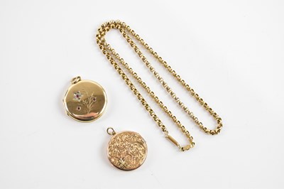 Lot 376 - A 9ct yellow gold hoop link chain, length 43cm,...