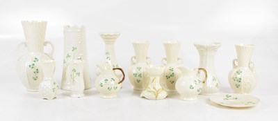 Lot 639 - BELLEEK; a collection of ceramics including...