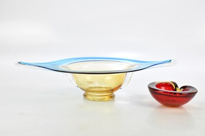 Lot 801 - MURANO; a large decorative blue glass bowl,...