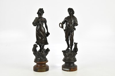 Lot 2391 - A pair of spelter figures, 'Berger' and...