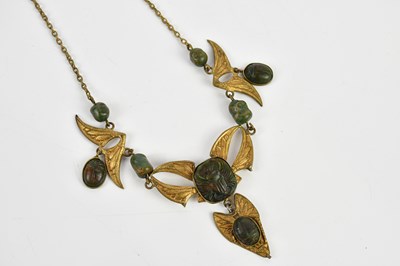 Lot 416 - A gilt metal Art Nouveau necklace with scarab...