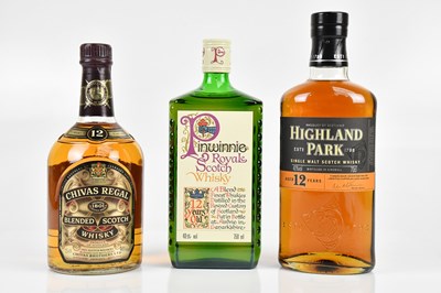 Lot 420 - WHISKY; three bottles, Pinwinnie Royale 12...