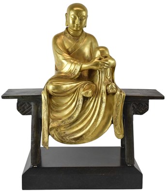 Lot 569 - A large Sino-Tibetan bronze and gilt bronze...