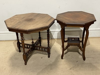 Lot 1283 - Two late Victorian octagonal occasional tables...