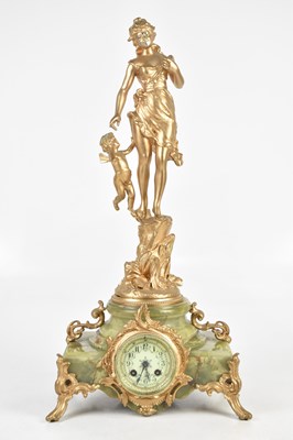 Lot 303 - A large late 19th century figural mantel clock,...