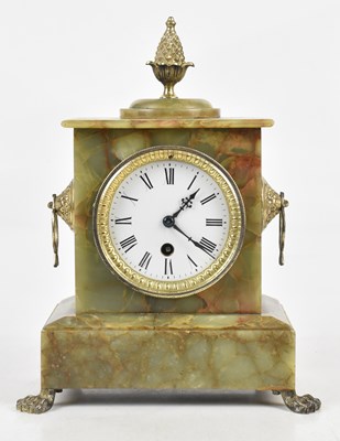 Lot 310 - An early 20th century onyx mantel clock, with...