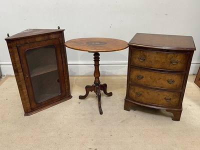 Lot 1268 - A reproduction serpentine fronted walnut chest...