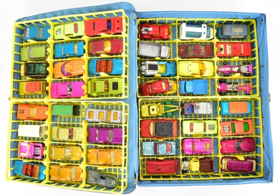 Lot 372 - MATCHBOX; a vintage blue carry case containing...