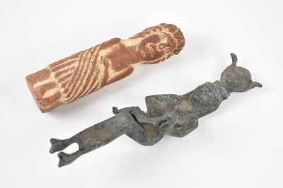 Lot 1552 - ROMAN INTEREST; a bronze model of Isis with...