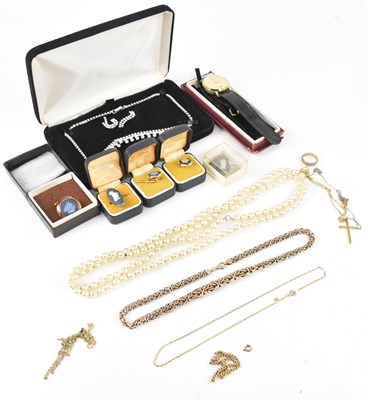 Lot 445 - A group of costume jewellery including silver...