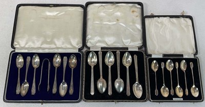 Lot 1051 - A cased set of George VI hallmarked silver Art...