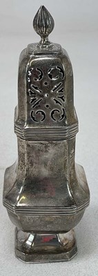 Lot 1076 - A George V hallmarked silver sugar caster,...