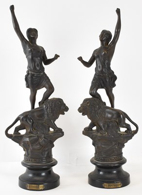 Lot 603 - A pair of early 20th century spelter figures, '...