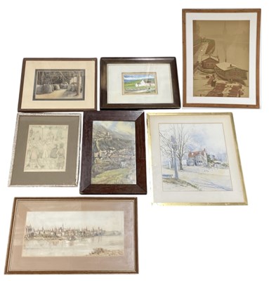 Lot 275 - Seven assorted pictures comprising an oil on...
