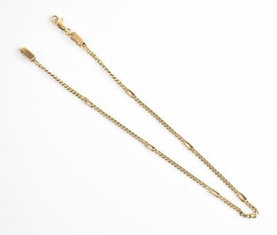 Lot 256 - A yellow metal bracelet, stamped 585, length...