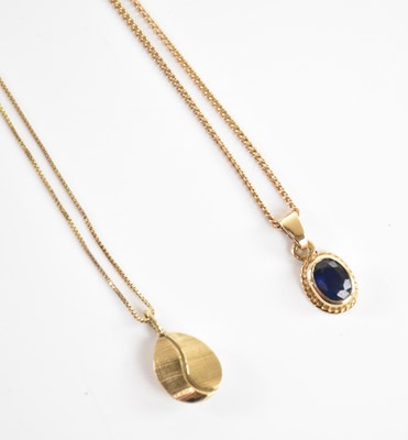 Lot 374 - Two 9ct yellow gold fine chains, each...