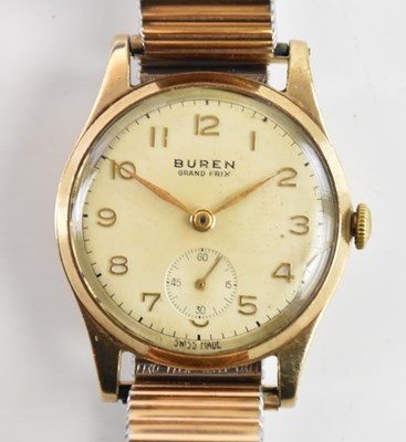 Lot 592 - BUREN; a gentleman's vintage 9ct yellow gold...