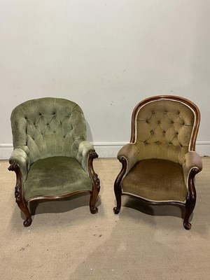 Lot 1167 - Two Victorian spoonback elbow chairs,...