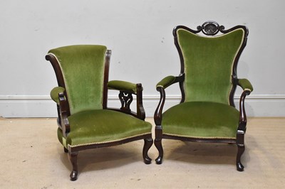 Lot 1270 - A Victorian gentleman's open sided elbow chair...