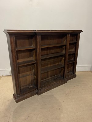 Lot 1166 - A Victorian oak breakfront bookcase, height...