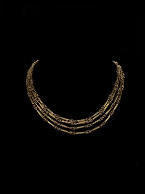 Lot 1234 - A Victorian yellow metal long guard, length...