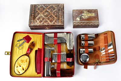 Lot 348 - A vintage wooden box set with a metal relief...