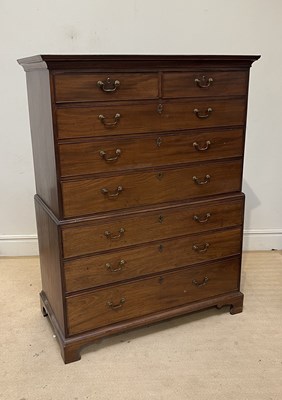 Lot 1119 - A 19th century mahogany chest on chest, with...