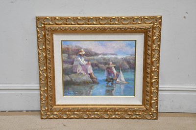 Lot 521 - RUSSIAN SCHOOL; oil on canvas, children...