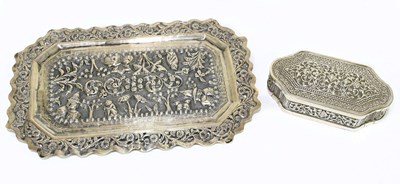 Lot 2276 - An Indian white metal box and hinged cover,...
