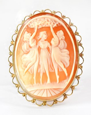 Lot 1071 - A 9ct yellow gold mounted cameo brooch...