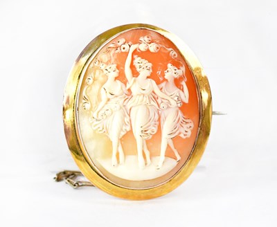 Lot 1072 - A 9ct yellow gold mounted cameo brooch...