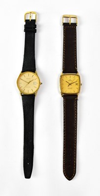 Lot 1166 - OMEGA; a Seamaster Quartz wristwatch, the gold-...