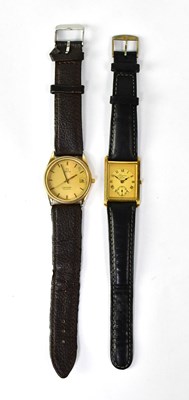 Lot 1165 - OMEGA; a Seamaster quartz wristwatch, the gold-...