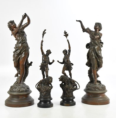 Lot 1551 - AFTER CHARLES OCTAVE LEVY; a pair of bronzed...