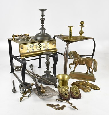 Lot 1482 - Two 19th century brass and iron and steel and...