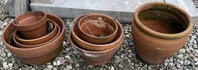 Lot 568 - A quantity of terracotta plant pots, 28 x 26cm.