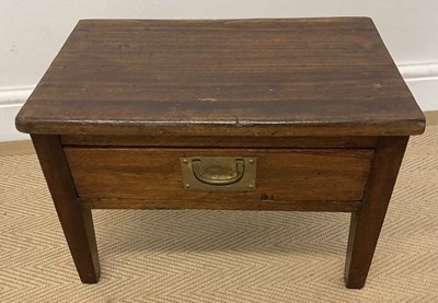 Lot 641 - A mahogany stool, with central sliding drawer...