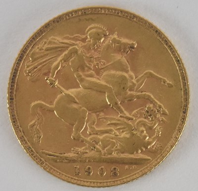 Lot 1401 - An Edward VII 1908 full sovereign.