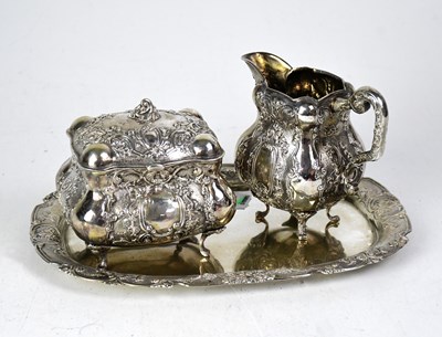 Lot 866 - A German hallmarked silver three-piece table...