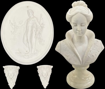 Lot 764 - A modern oval plaster relief wall hanging...