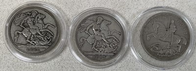 Lot 1374 - Two Victoria crowns for 1888 and 1897,...